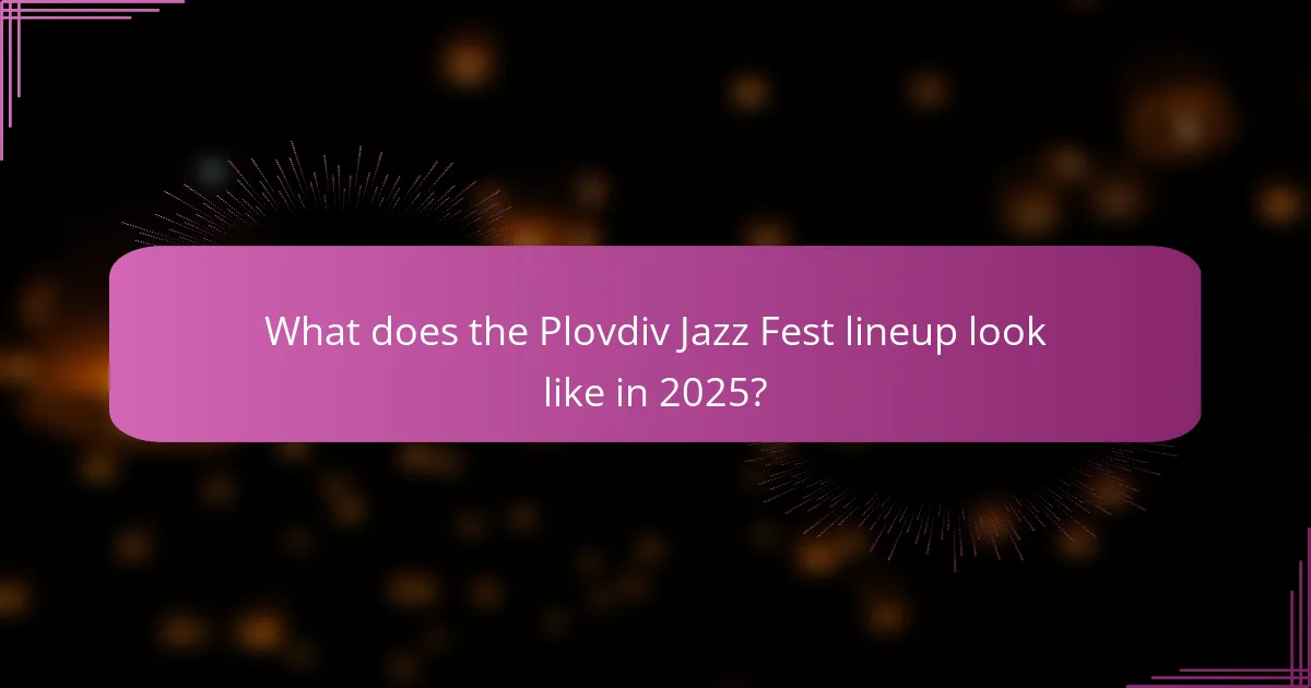 What does the Plovdiv Jazz Fest lineup look like in 2025?