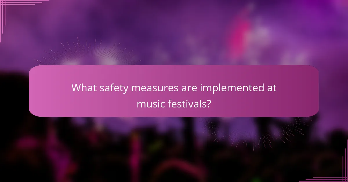 What safety measures are implemented at music festivals?